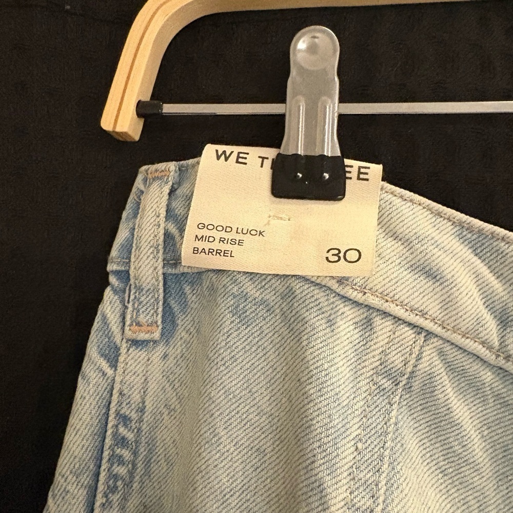Free People We The Free Good Luck Mid-Rise Barrel Jeans Size 30 Aegean NWT - Picture 7 of 7